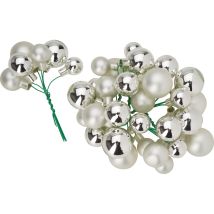 Kerstballen van glas op draad, 36 stuks, Ø 20 / 25 / 30 mm - Zilver mix