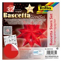 Bascetta sterren set "Transparant papier", rood - Ø 20 cm
