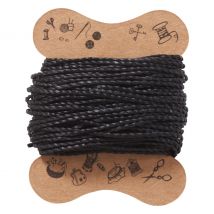 Micro macramé koord, gewaxt - Zwart