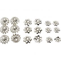 Kralen caps mix - Zilver