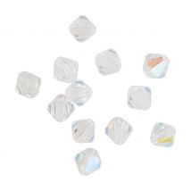 Glas geslepen glitterkralen, 6 mm - Crystal AB