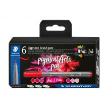 STAEDTLER Pigment brush pen, set van 6 - Reds & Pinks