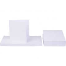 Dubbele kaarten met enveloppen "Wit", 12,5 x 12,5 cm, 50 stuks