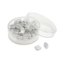 Glaskraal "Vierkant", 35 stuks - Zilver