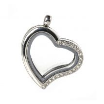 Medaillon-Decoratieve hanger "Hart met strass steentjes"