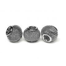 Netkraal, groot gat kraal, ca. 14 x 11 mm - Antraciet