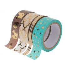 Washi Tape Set "Hot Folie", Turkoois/Goud