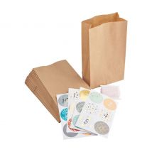 Adventskalender-Stel in "Kraftpapier"Voedselveilige papieren zakken
