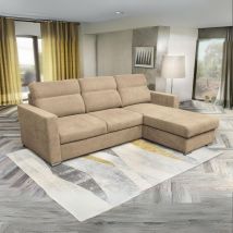 Divano Kendall con penisola reversibile letto estraibile colore cappuccino