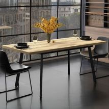 Tavolo allungabile Lini piano colore rovere e gambe in metallo nero 138x85x76h