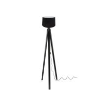 Lampada da terra treppiede nero con paralume nero tessuto DECONE3566