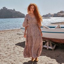 Robe longue évasée ivoire femme taille S