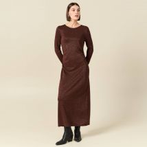 Robe longue ajustée manches longues marron femme taille M