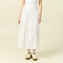 Jupe longue évasée en coton ecru femme taille 34