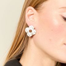 Boucles d'oreilles ecru femme taille TU