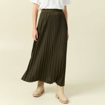 Vib's - Jupe plissée longue vert kaki femme 38