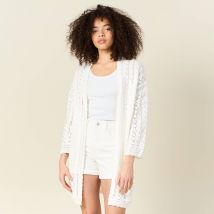 Vib's - Gilet long ajouré ecru femme M