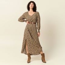 Robe longue évasée taupe femme taille M