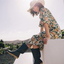 Robe longue évasée blanc femme taille M