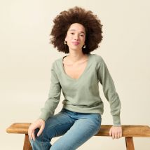 Vib's - Pull manches longues vert kaki femme L