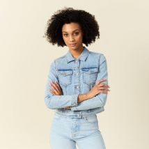 Vib's - Blouson en jean denim bleach femme S