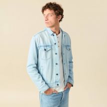 Vib's - Veste droite en jean denim bleach homme S