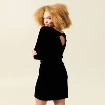 Robe manches longues en velours noir femme taille M