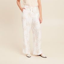 Pantalon large taille haute beige femme taille 48