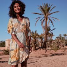 Robe imprimée jaune femme taille 44