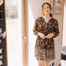 Robe imprimée évasée fluide femme noir femme taille 46