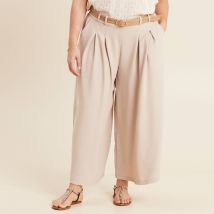 Pantalon jupe-culotte large gris clair femme taille 40