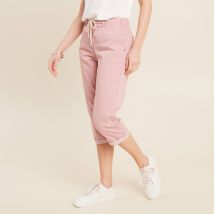 Pantacourt large taille haute rose pastel femme taille 40