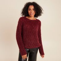 Vib's - Pull manches longues ajouré bordeaux femme L
