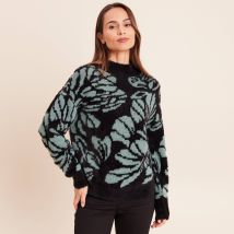 Vib's - Pull duveteux col montant noir femme M