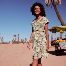 Robe droite ceinturée vert femme taille 46