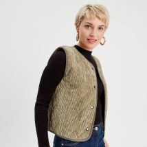 Gilet sans manches velours vert femme taille 42