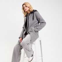 Vib's - Manteau droit long à capuche gris clair femme 38