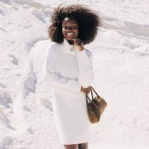 Robe pull col roulé ecru femme taille M