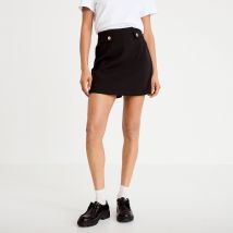Vib's - Jupe-short en maille avec boutons noir femme L
