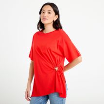 Vib's - T-shirt à fronces avec bijou rouge femme L