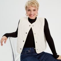 Gilet sans manches velours ecru femme taille 42