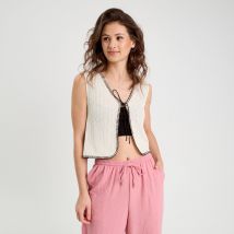 Gilet sans manches ecru femme taille S