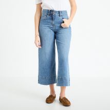 Vib's - Jean wide leg cropped taille haute denim stone femme 44