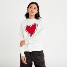 Vib's - Sweat oversize long col rond ecru femme S
