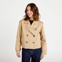 Vib's - Trench droit court col tailleur sable femme L