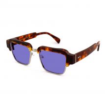Sunglasses  Xlab Mod. fraser col. polished dark turtle - silver / 6262 polarized lilac Unisex Squadrata Havana