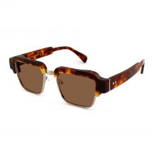 Sunglasses  Xlab Mod. fraser col. polished dark turtle - silver / 6265 polarized brown Unisex Squadrata Havana