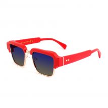 Sunglasses  Xlab Mod. fraser col. polished red - gold / 6268 cobalt smoke polarized Unisex Squadrata Rosso