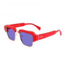 Sunglasses  Xlab Mod. fraser col. glossy red - gold / 6262 polarized lilac Unisex Squadrata Rosso