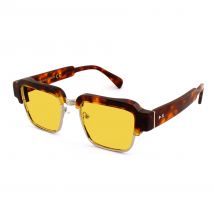 Sunglasses  Xlab Mod. fraser col. polished dark tortoiseshell - silver / 6264 polarized yellow Unisex Squadrata Havana